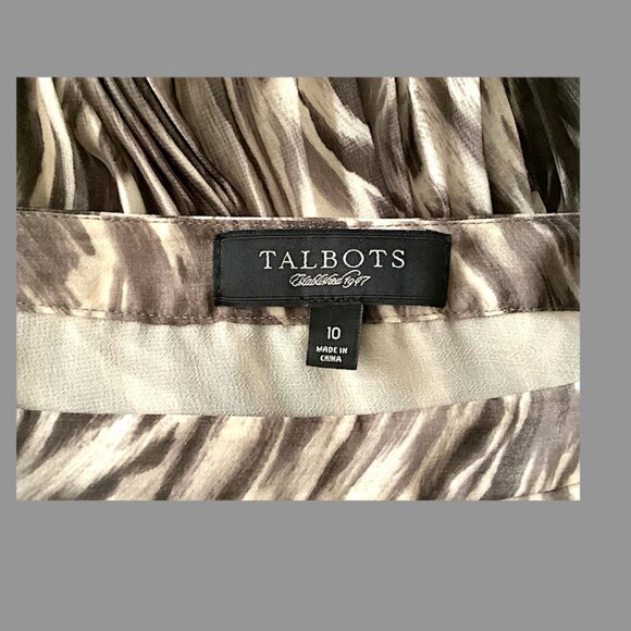 Talbots Classic  summer Zebra print pleated and lined skirt Size 10, side zipper - Picture 6 of 8
